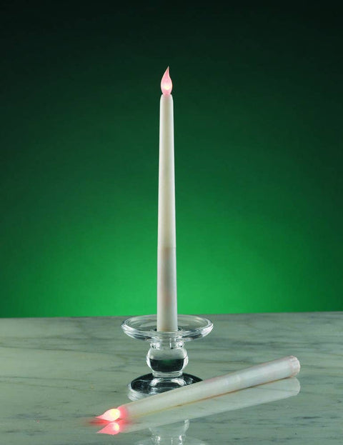 Led White Wax Taper Candle - Set of 2