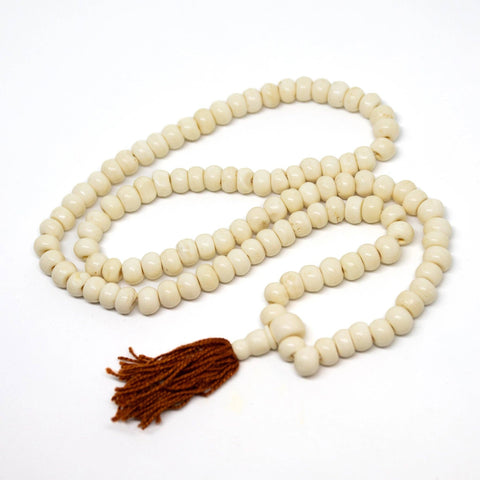 Yak Bone Tibetan 108 Bead Mala Prayer Beads - 6x8mm