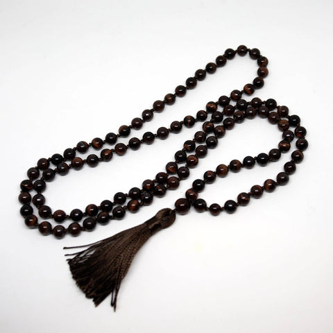 Red Tiger's Eye Knotted 108 Bead Mala - Prayer Beads - 8mm