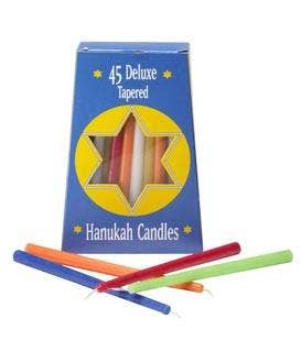Assorted Rainbow Hanukah Candles-45 candles