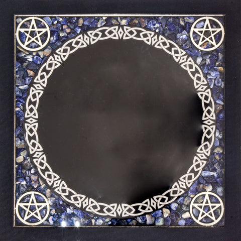 Glass Scrying Mirrors Pentacles w/ Sodalite Chips