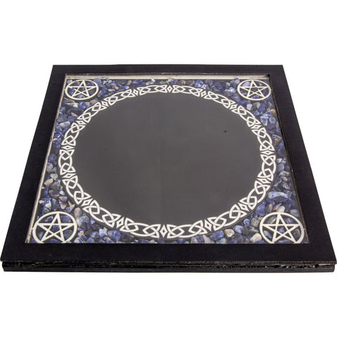 Glass Scrying Mirrors Pentacles w/ Sodalite Chips