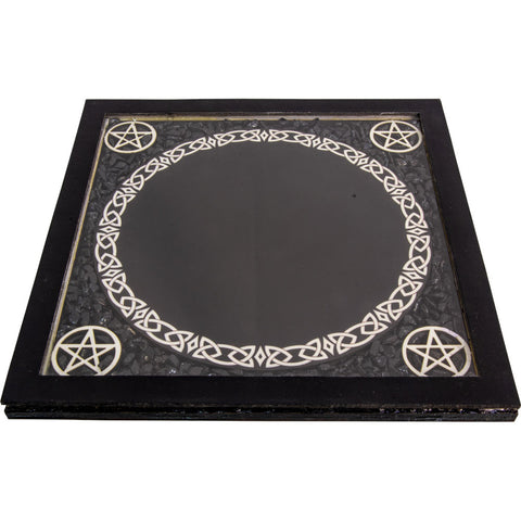 Glass Scrying Mirrors Pentacles w/ Black Tourmaline Chips