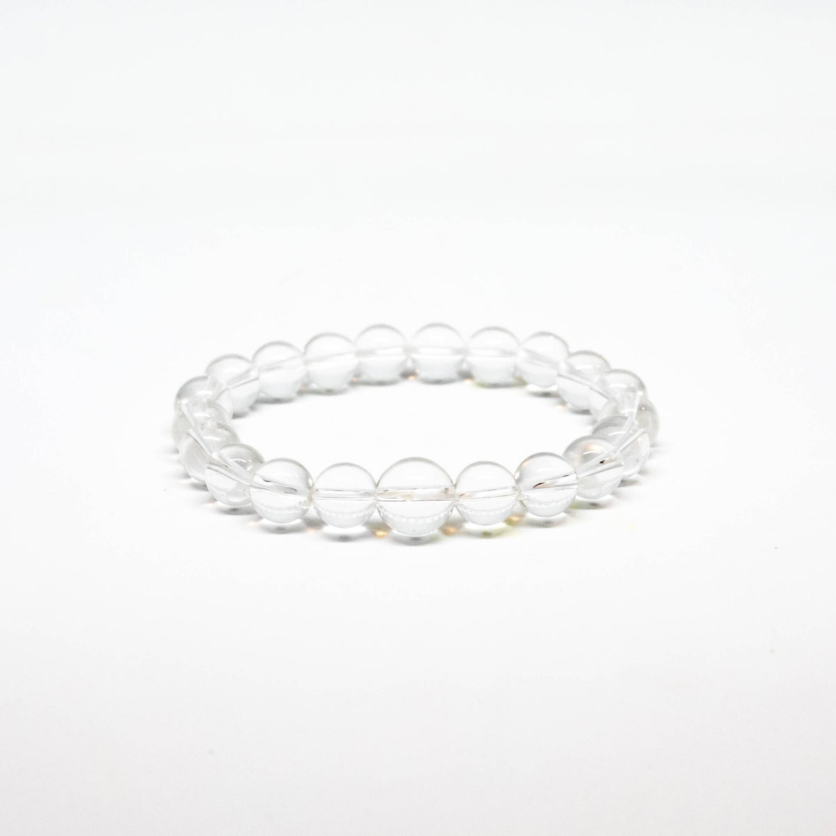 Large Size Clear Quartz Beaded Bracelet Wrist Mala 10mm