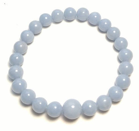 Angelite Beaded Bracelet - Wrist Mala 4mm - Average Wrist