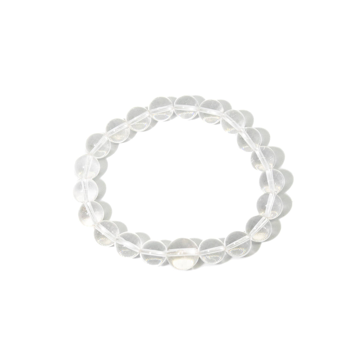 Large Size Clear Quartz Beaded Bracelet Wrist Mala 10mm