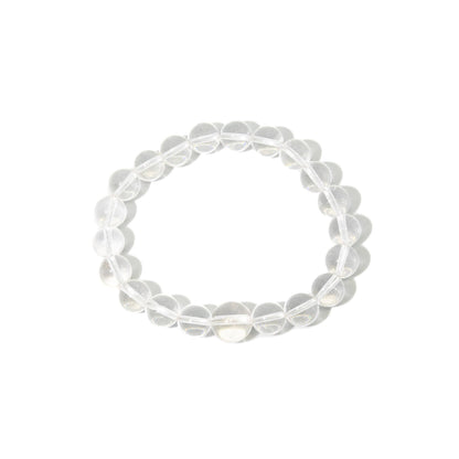 Large Size Clear Quartz Beaded Bracelet Wrist Mala 10mm