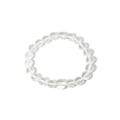 Large Size Clear Quartz Beaded Bracelet Wrist Mala 10mm