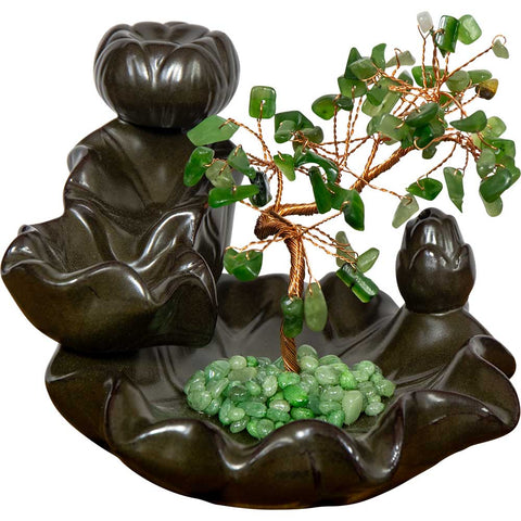 Ceramic Backflow Incense Holder - Nephrite Jade Gem Tree