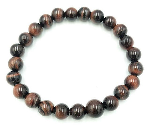 Red Tiger's Eye  Beaded Bracelet - Wrist Mala - 8mm
