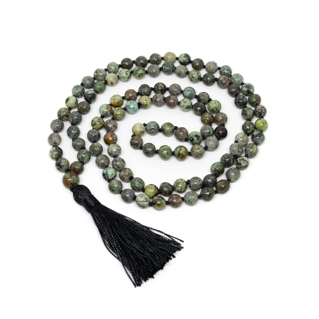 African Turquoise Knotted 108 Mala
