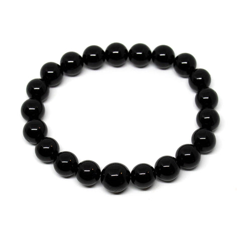 Large Size Black Tourmaline Beaded Bracelet Mala - 10mm