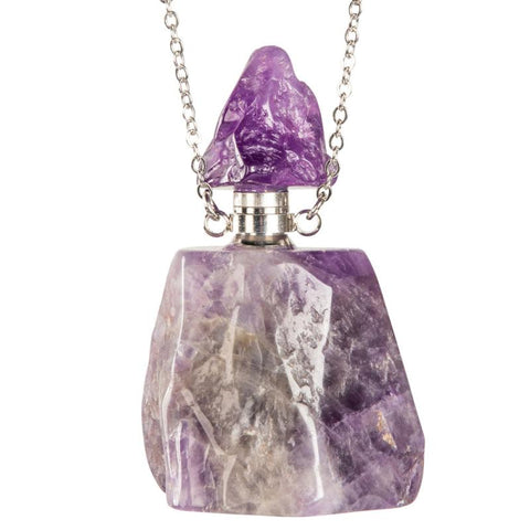 Amethyst Crystal Stone Bottle Necklace