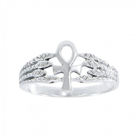 Ankh Snake Silver Ring