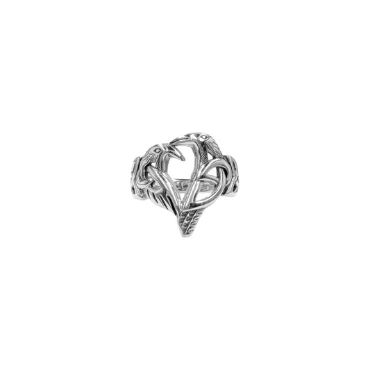 Celtic Heart Raven Sterling Silver Ring