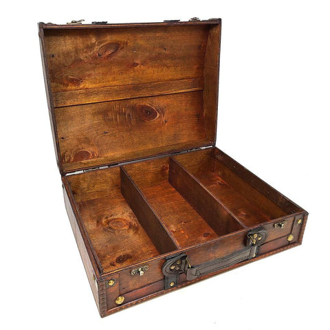 Wooden Travel Suitcase Storage Box