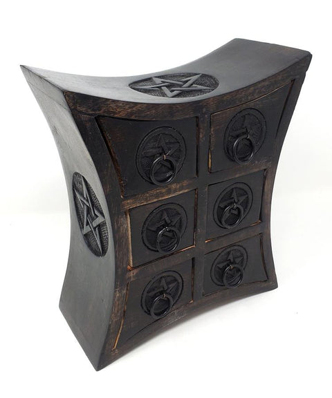 Pentagram Wooden Chest with 6 Drawers