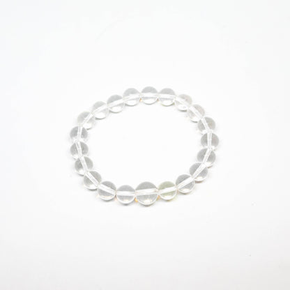 Large Size Clear Quartz Beaded Bracelet Wrist Mala 10mm