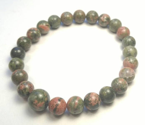 Unakite  Beaded Bracelet - Wrist Mala - 8mm
