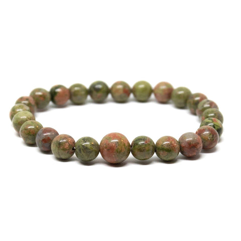 Unakite  Beaded Bracelet - Wrist Mala - 8mm