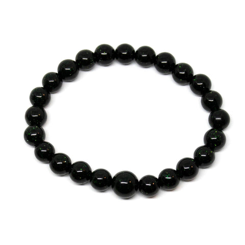 Green Goldstone Beaded Bracelet - Wrist Mala - 8mm