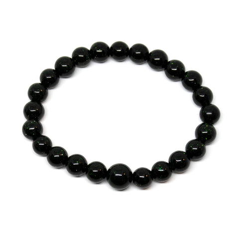 Green Goldstone Beaded Bracelet - Wrist Mala - 8mm