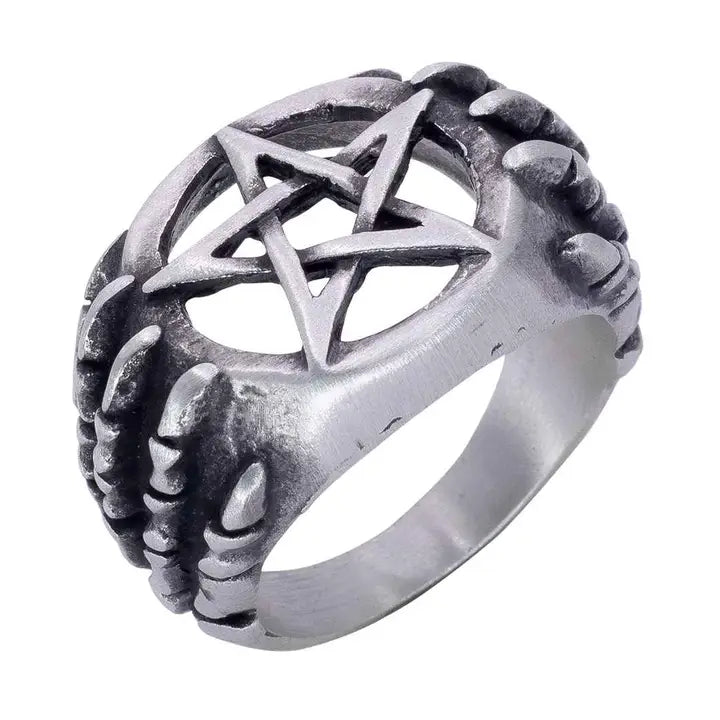 Pentacle with Skeletal Hand Ring