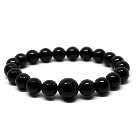 Large Size Black Obsidian Beaded Bracelet Wrist Mala 10mm