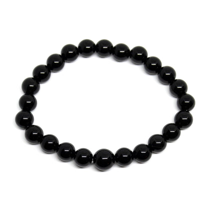 Black Tourmaline Round Beaded Bracelet - Wrist Mala 8mm