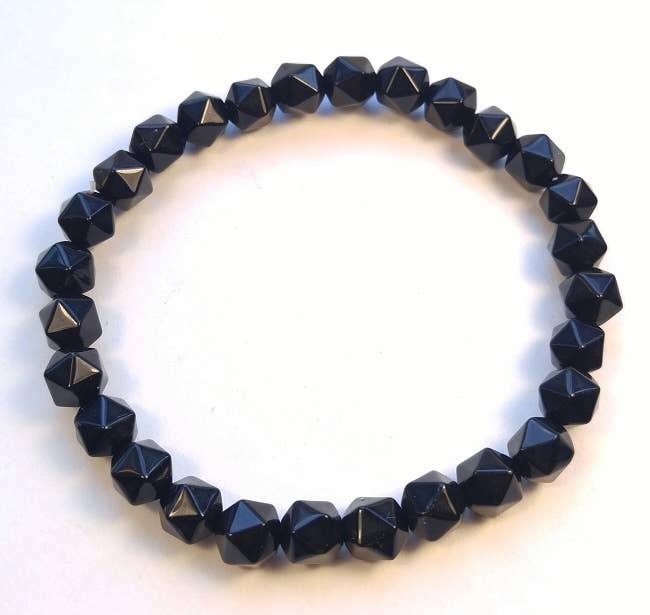 Black Tourmaline 20 Sided Mala Bracelet 7mm - Small Wrist