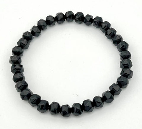 Large Size Black Tourmaline 20 Sided Mala Bracelet 7mm