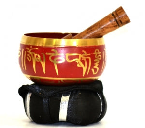 Red Tibetan Singing Bowl 3"D