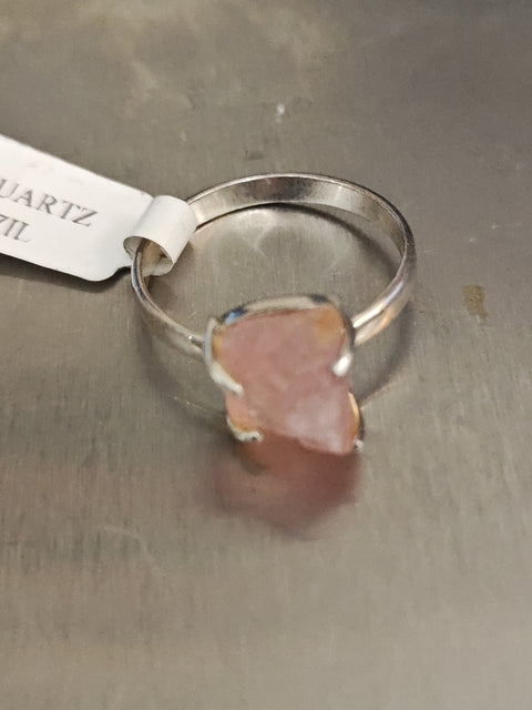 Raw Rose Quartz Ring