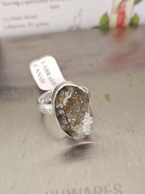 Raw Labradorite Ring