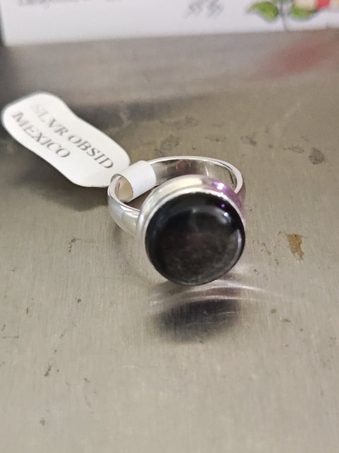 Silver Sheen Obsidian Ring
