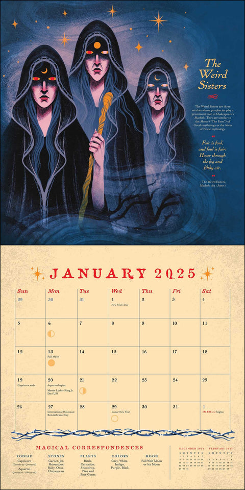 Witches Through History 2025 Wall Calendar