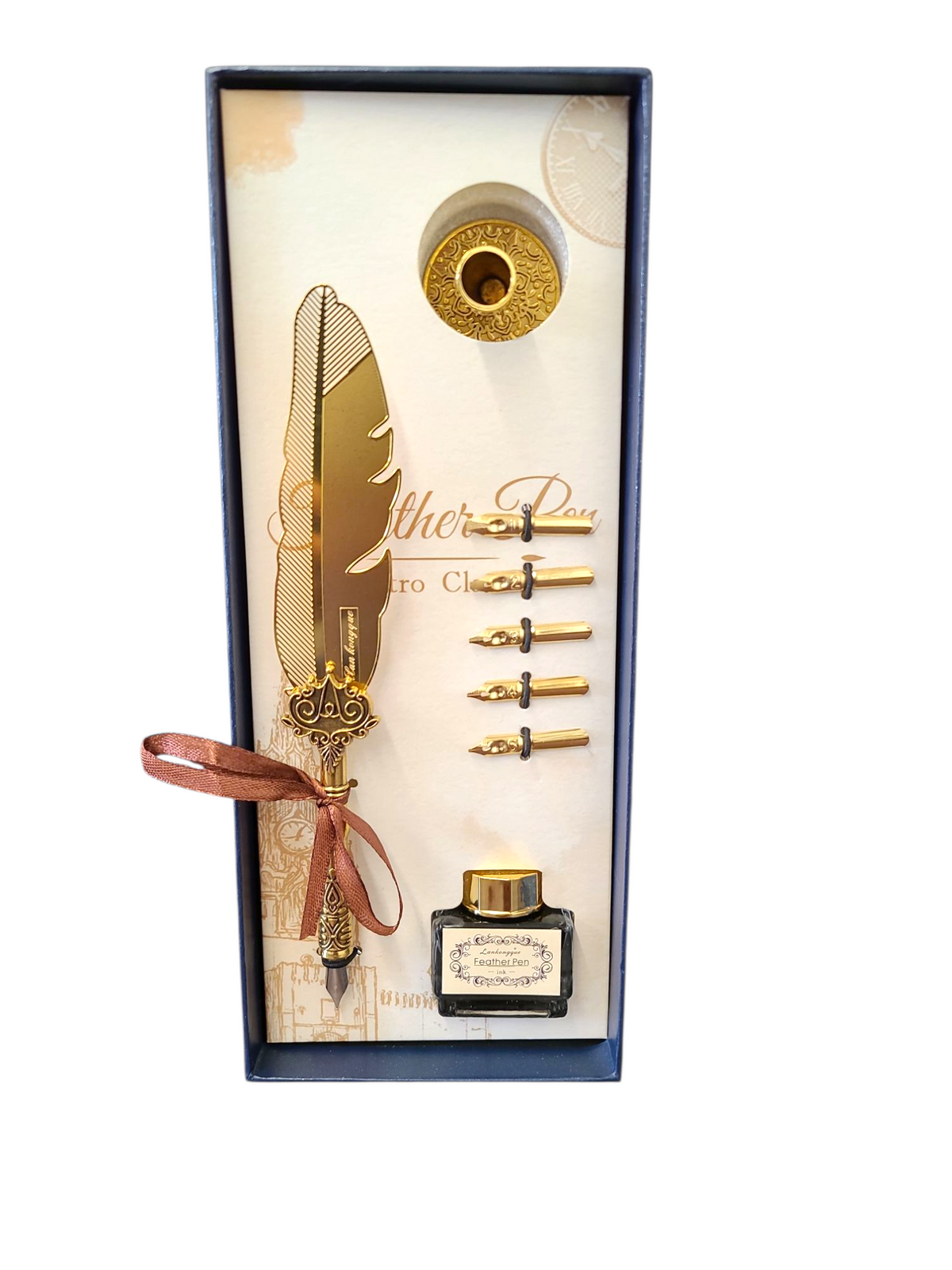 Metal Feather Quill Pen Dip Set - Style 7