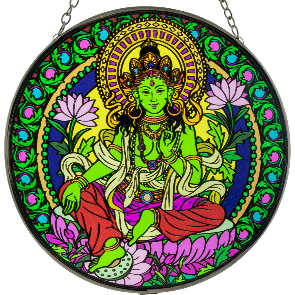 Glass Suncatcher - Green Tara