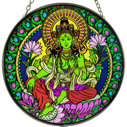 Glass Suncatcher - Green Tara