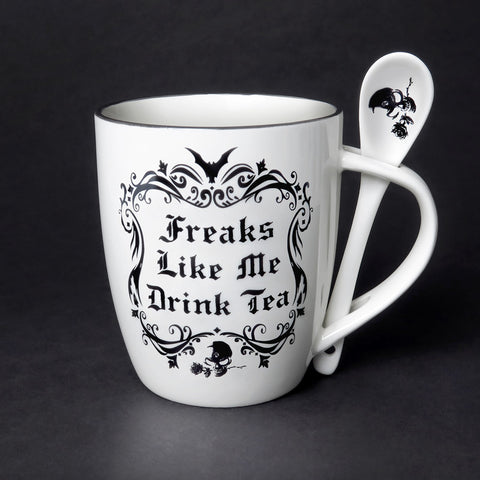 Freaks Like Me Drink Tea Cup and Spoon