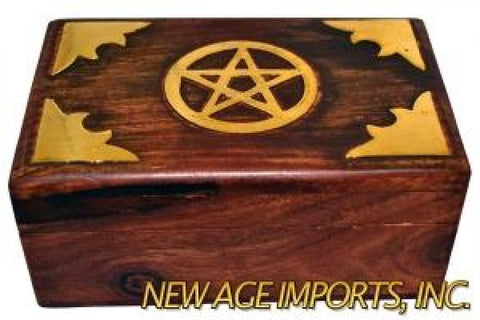 Pentagram Inlaid Wood Box 4 x 2.5 x 2"