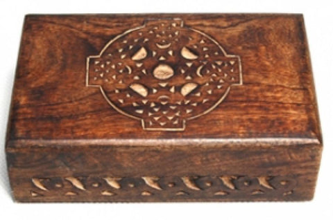 Celtic Cross Carved Wooden Box