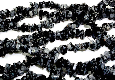 Snowflake Obsidian Chips Beads