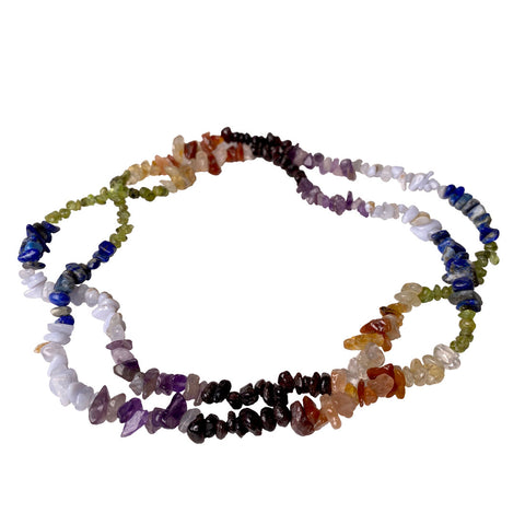 Seven stones of the chakras, chip bead necklace
